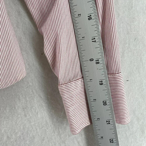 Express Button-Up Shirt Women's Sz XS Red White Striped Collared Long Sleeve - Picture 5 of 9